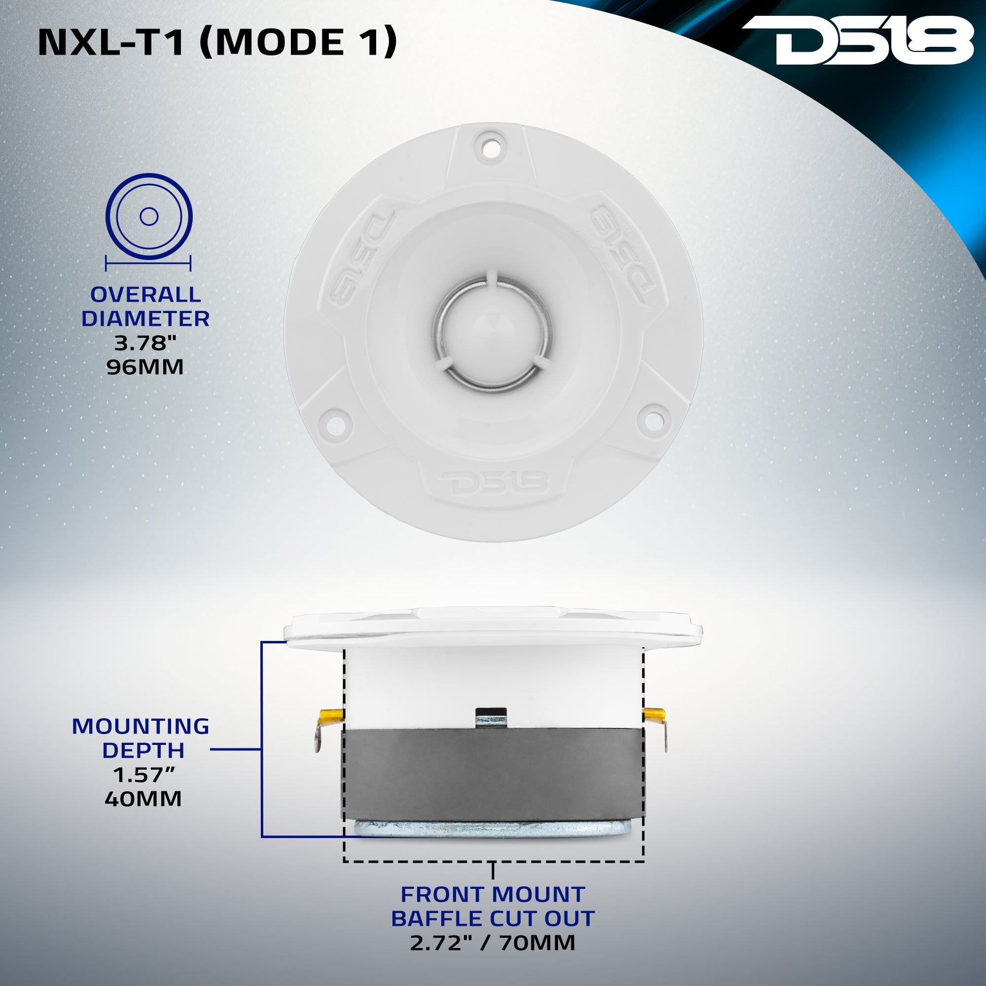 DS18 NXL 3.8” Marine Water-Resistant Super Bullet Tweeter with 1” Aluminum Voice Coil | 120W RMS 4-Ohm