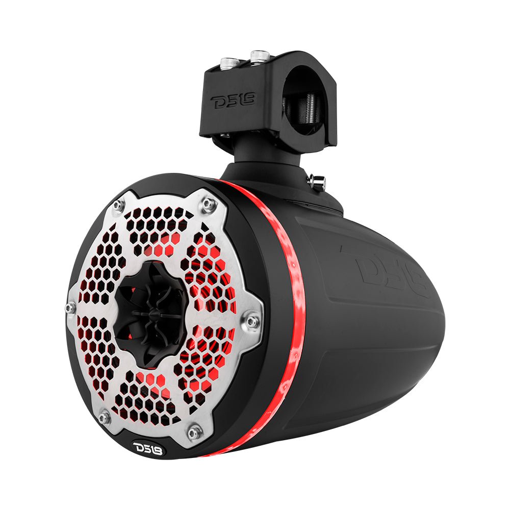 DS18 NXL 6.5" Neodymium Marine and Powersports Towers with Built-in Passive Radiator, 1" Driver and LED RGB Lights 150 Watts Rms -Black