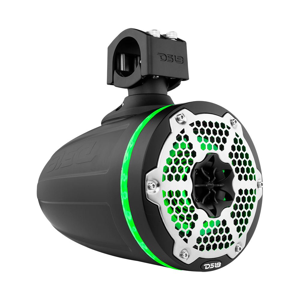 DS18 NXL 6.5" Neodymium Marine and Powersports Towers with Built-in Passive Radiator, 1" Driver and LED RGB Lights 150 Watts Rms -Black