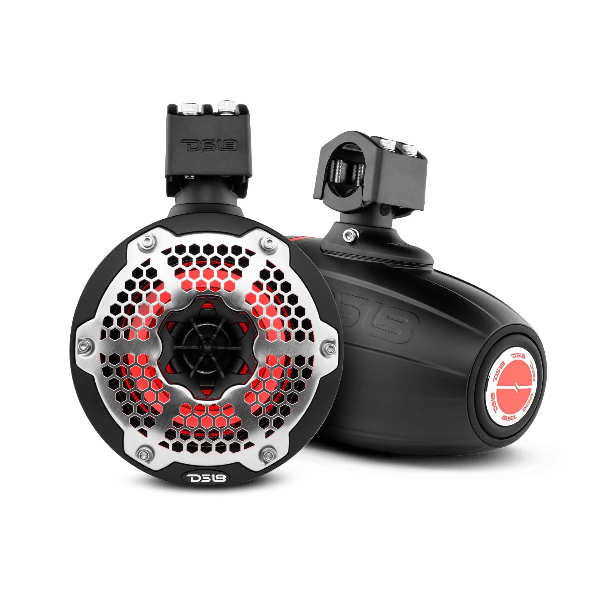 DS18 NXL 6.5" Neodymium Marine and Powersports Towers with Built-in Passive Radiator, 1" Driver and LED RGB Lights 150 Watts Rms