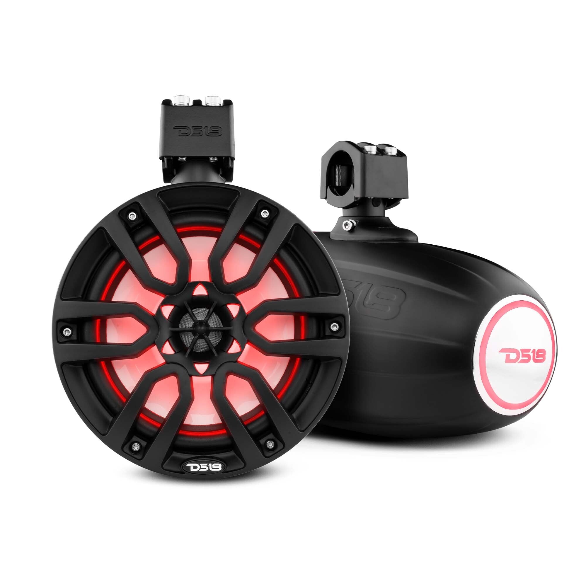 DS18 NXL 8" Marine Water Resistant Wakeboard Tower Speakers with Integrated RGB LED Lights 375 Watts