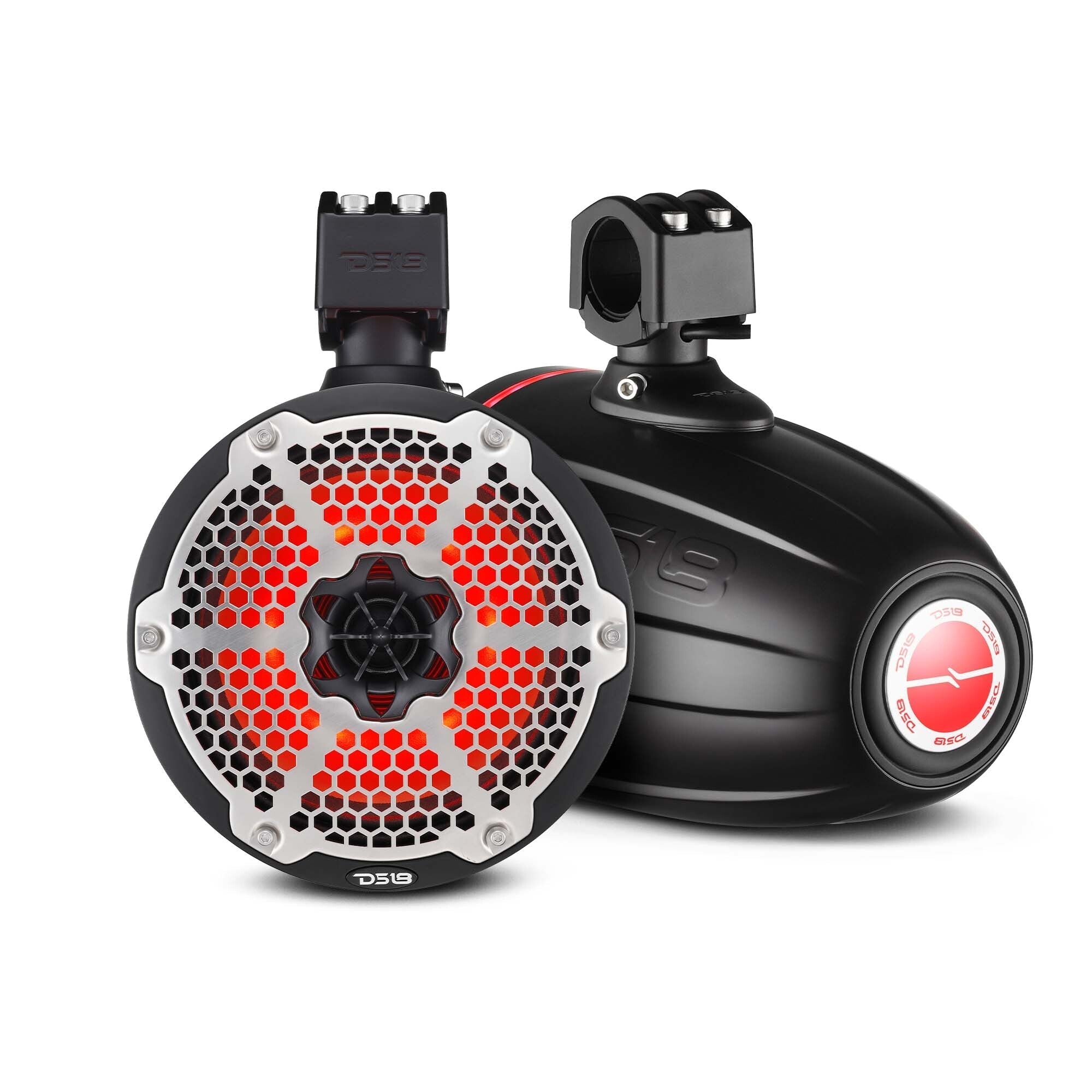 DS18 NXL 8" Neodymium Marine and Powersports Towers with Built-in Passive Radiator, 1" Driver and LED RGB Lights 180 Watts Rms