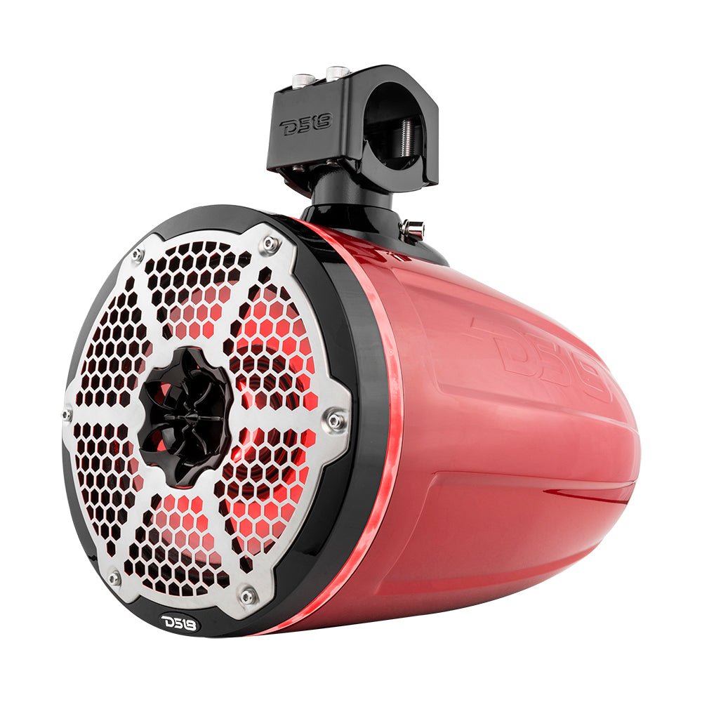 DS18 NXL 8" Neodymium Marine and Powersports Towers with Built-in Passive Radiator, 1" Driver and LED RGB Lights 180 Watts Rms -Red