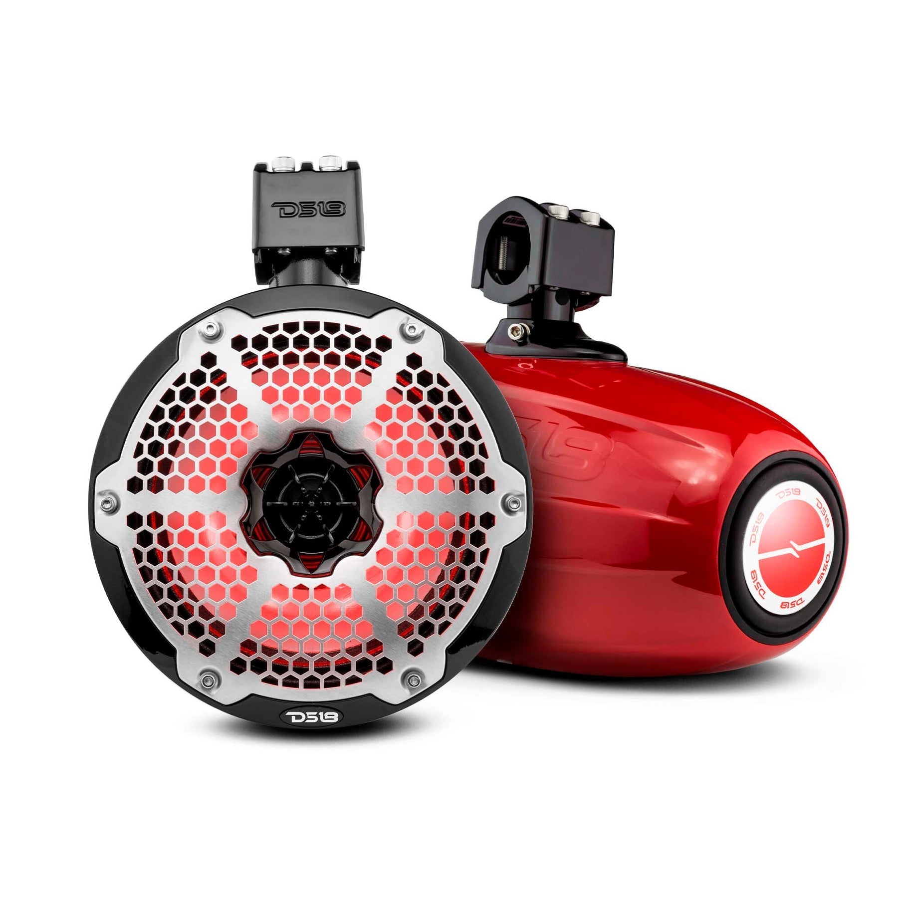 DS18 NXL 8" Neodymium Marine and Powersports Towers with Built-in Passive Radiator, 1" Driver and LED RGB Lights 180 Watts Rms