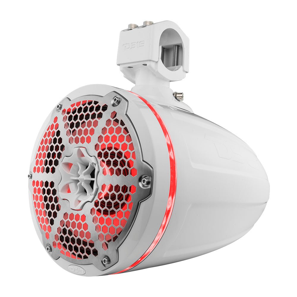 DS18 NXL 8" Neodymium Marine and Powersports Towers with Built-in Passive Radiator, 1" Driver and LED RGB Lights 180 Watts Rms -White