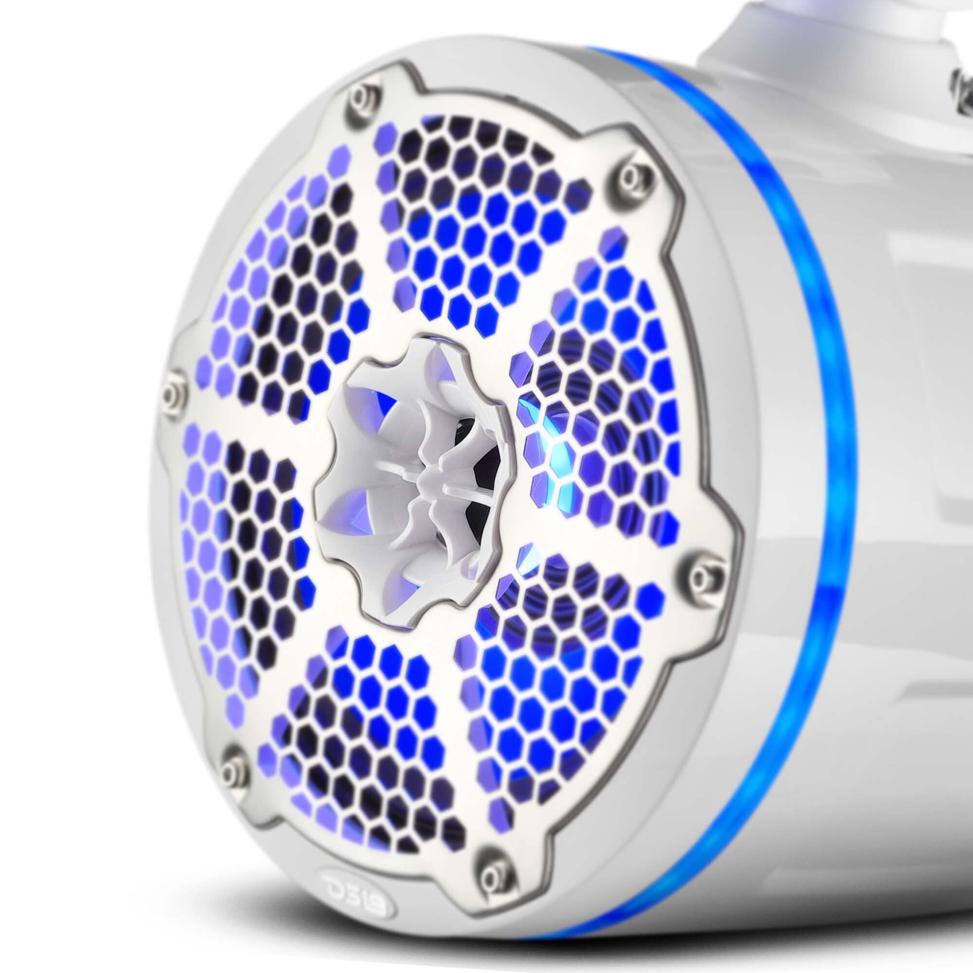 DS18 NXL 8" Neodymium Marine and Powersports Towers with Built-in Passive Radiator, 1" Driver and LED RGB Lights 180 Watts Rms -White