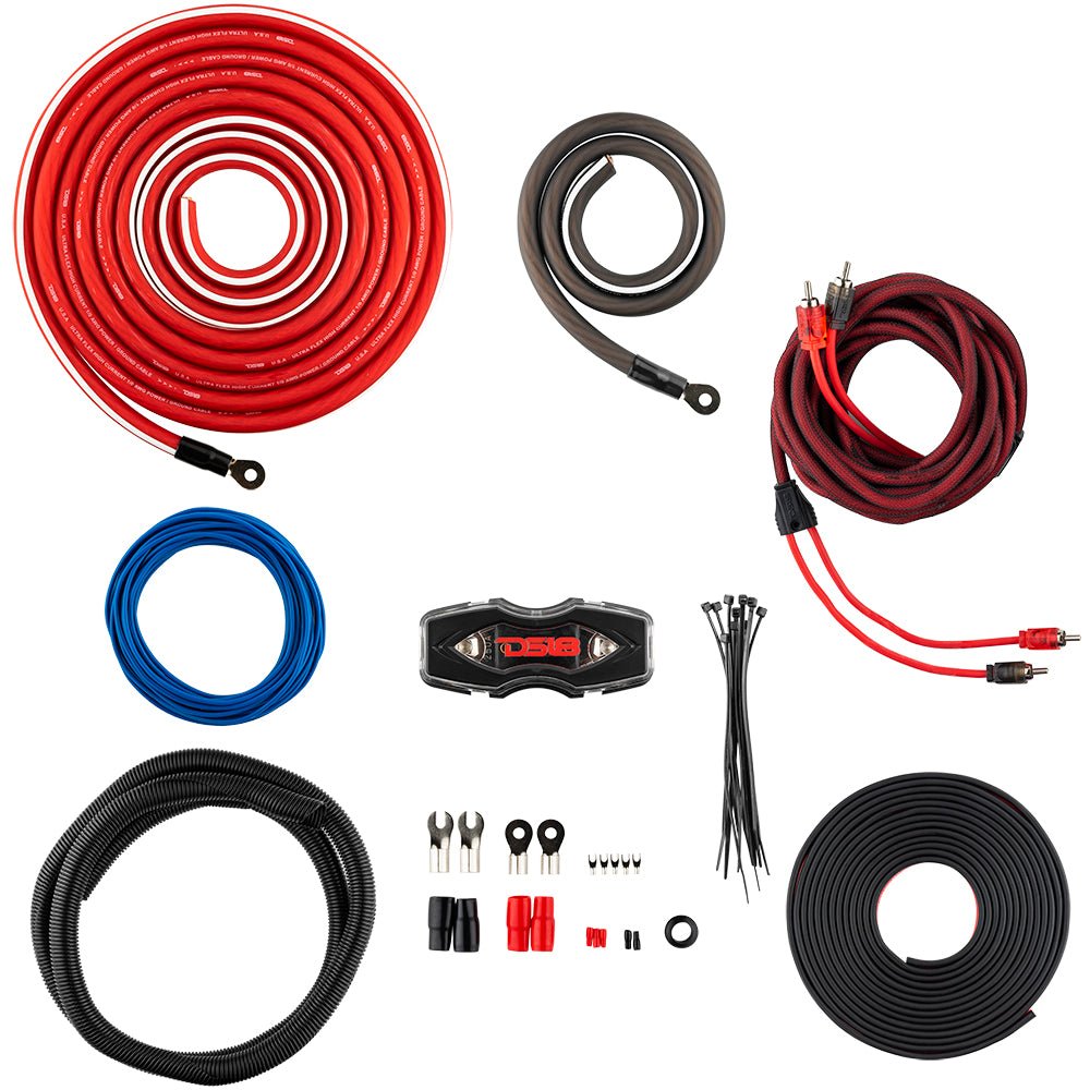 DS18 0-GA OFC 100% Copper Amplifier Installation Kit - RED
