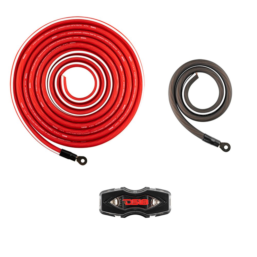 DS18 0-GA OFC 100% Copper Amplifier Installation Kit - RED