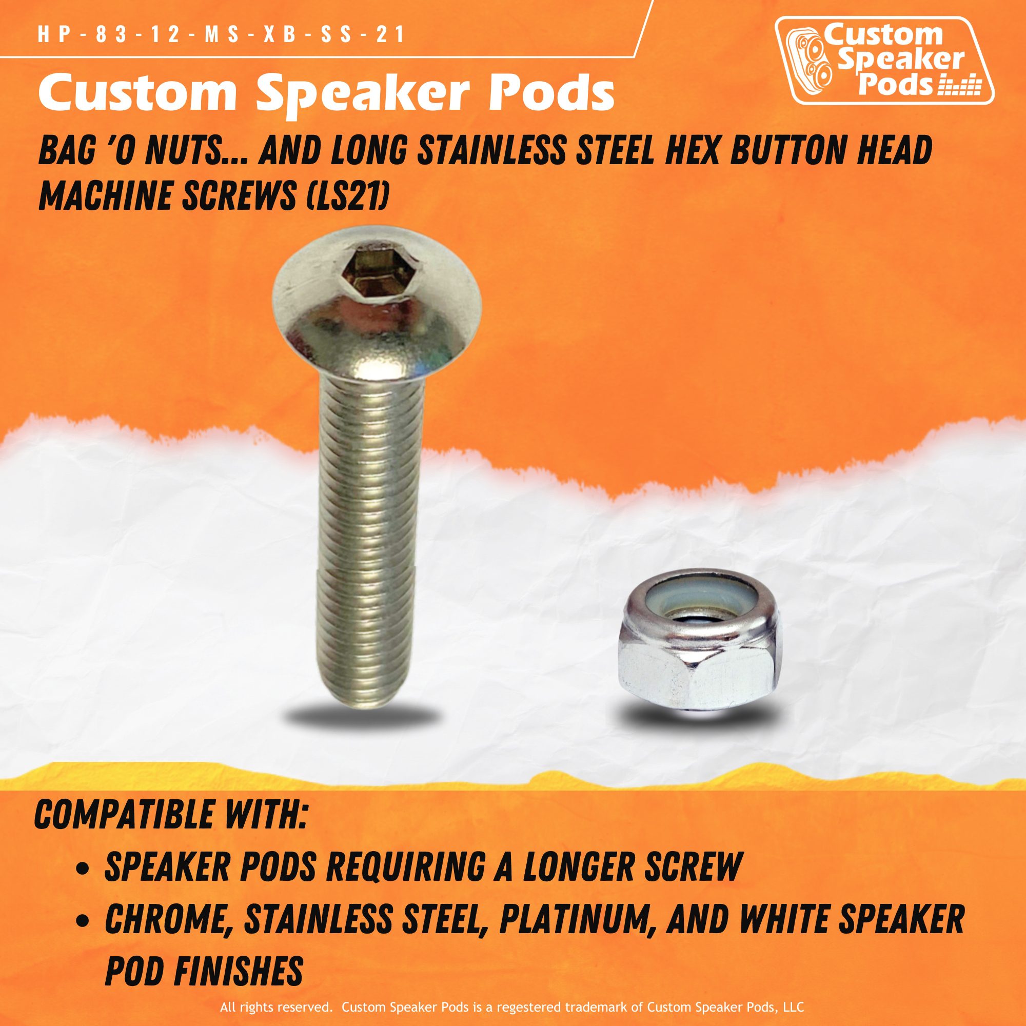 Custom Speaker Pods HP-83-12-MS-XB-SS-21 Speaker Pod Hardware Speaker Pod Hardware