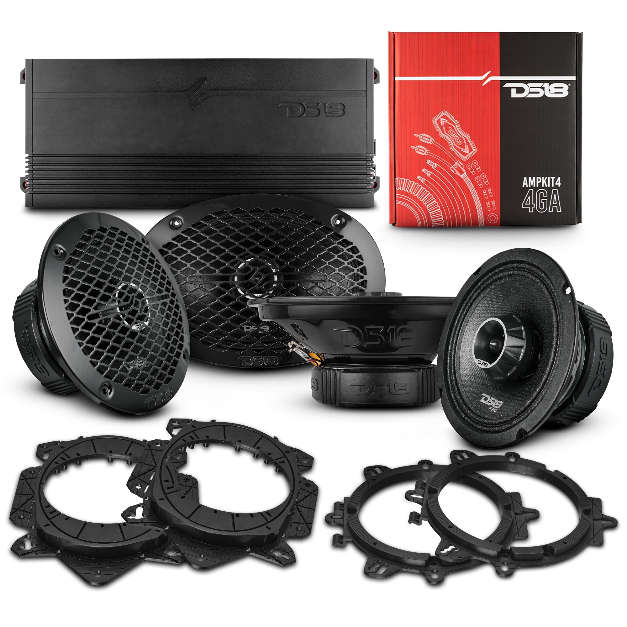 DS18 PRO Audio Component System: 6.5" & 6x9" with Built-In Bullet Tweeters