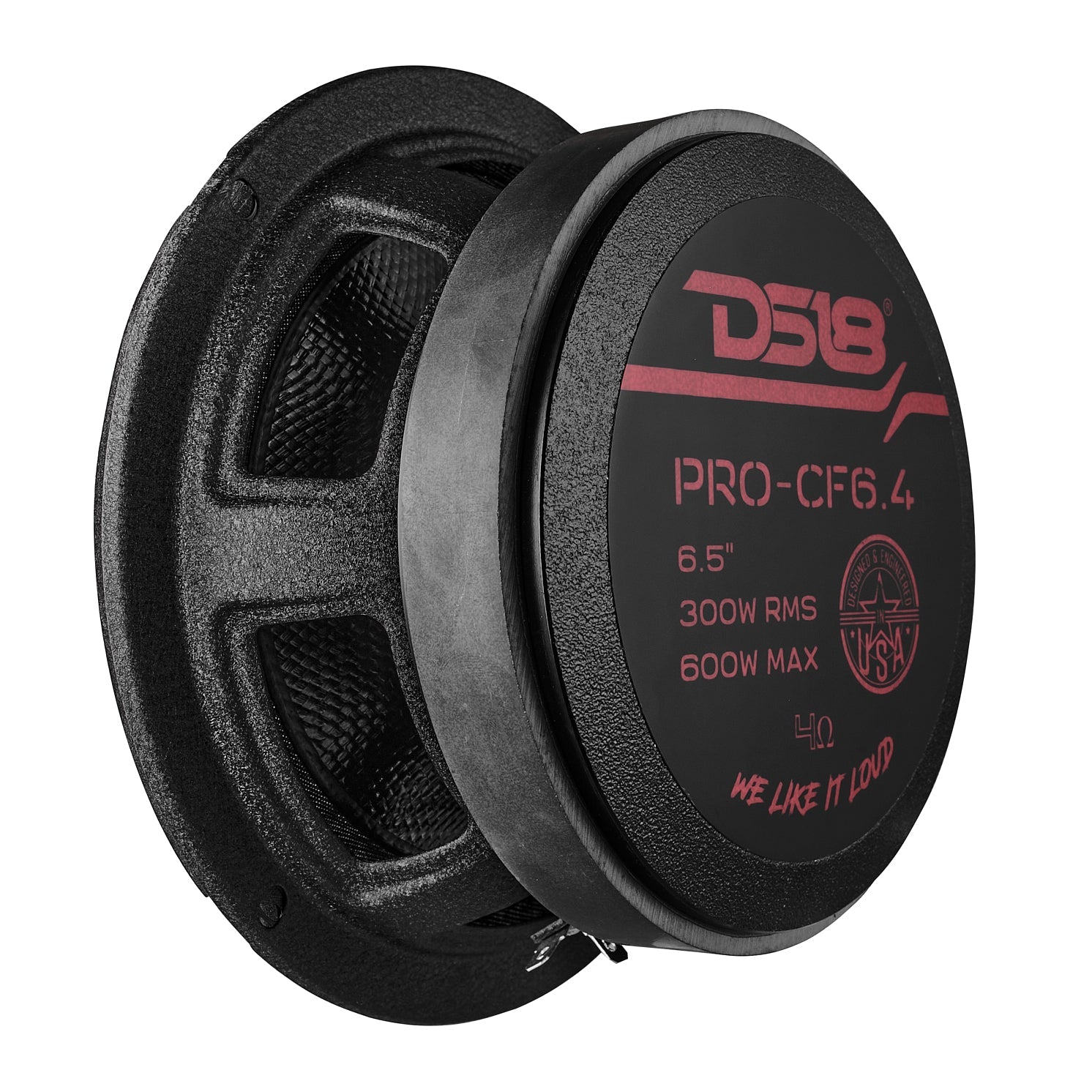 DS18 6.5” Motorcycle & Motorsports Loudspeaker With Water Resistant Carbon Fiber Cone | 4-Ohm 300W RMS