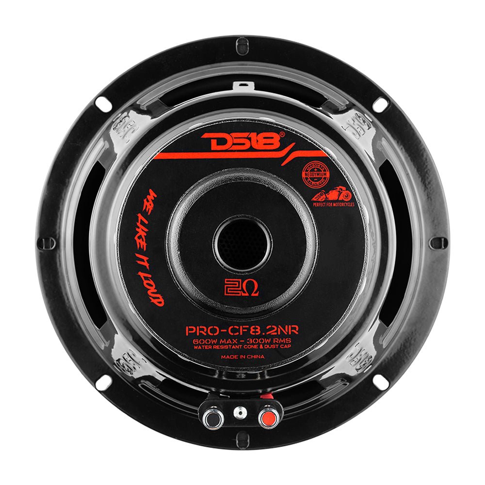 DS18 PRO 8" Neodymium Carbon Fiber Water resistant Cone Mid-Bass Loudspeaker 300 Watts Rms 2-Ohm