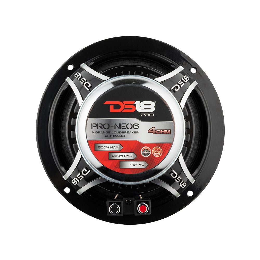 DS18 PRO 6.5" Neodymium Mid-Range Bullet Loudspeaker 250 Watts Rms 4-Ohm