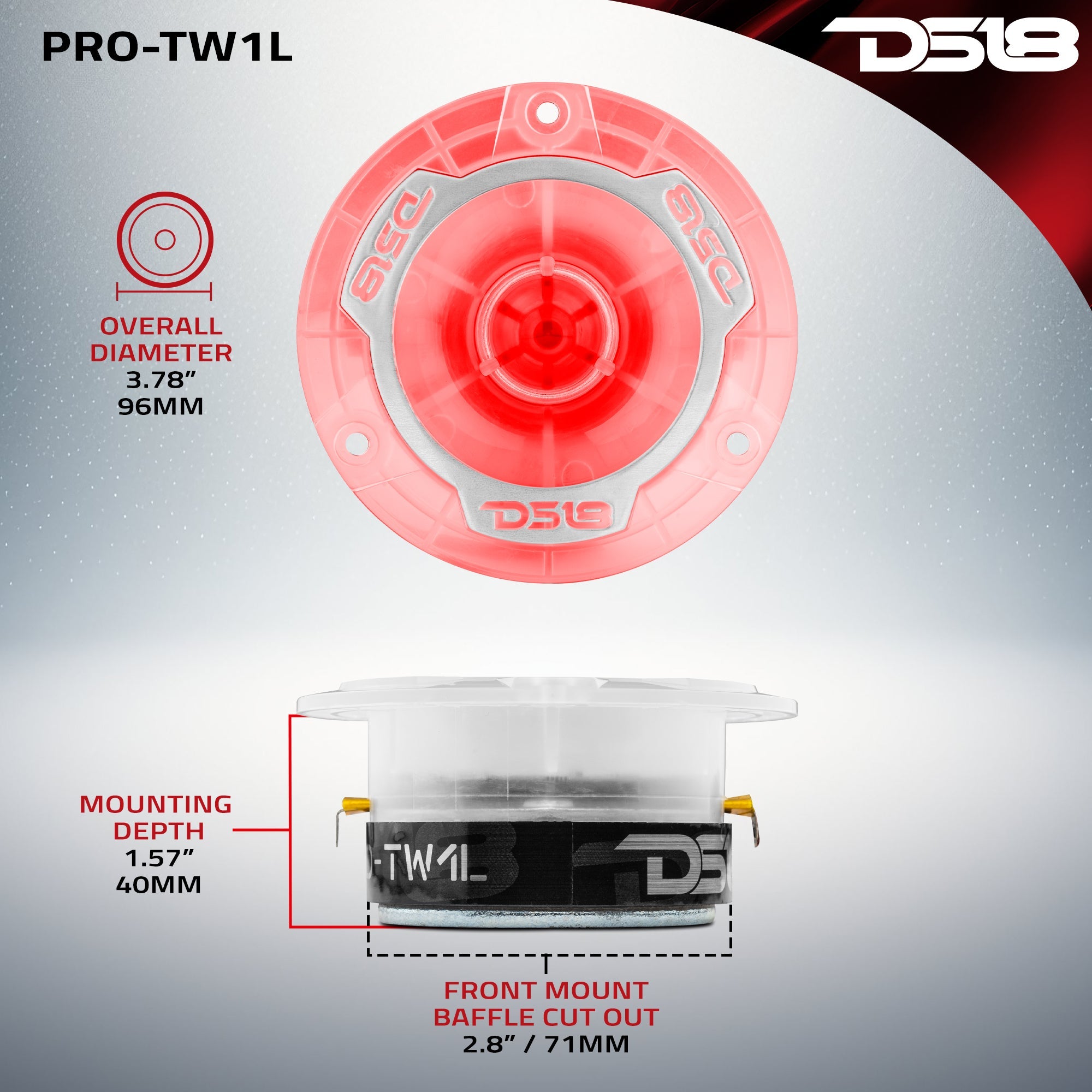 DS18 3.8" Super Bullet Tweeter with 1" Aluminum Voice Coil with RGB LED Lights
