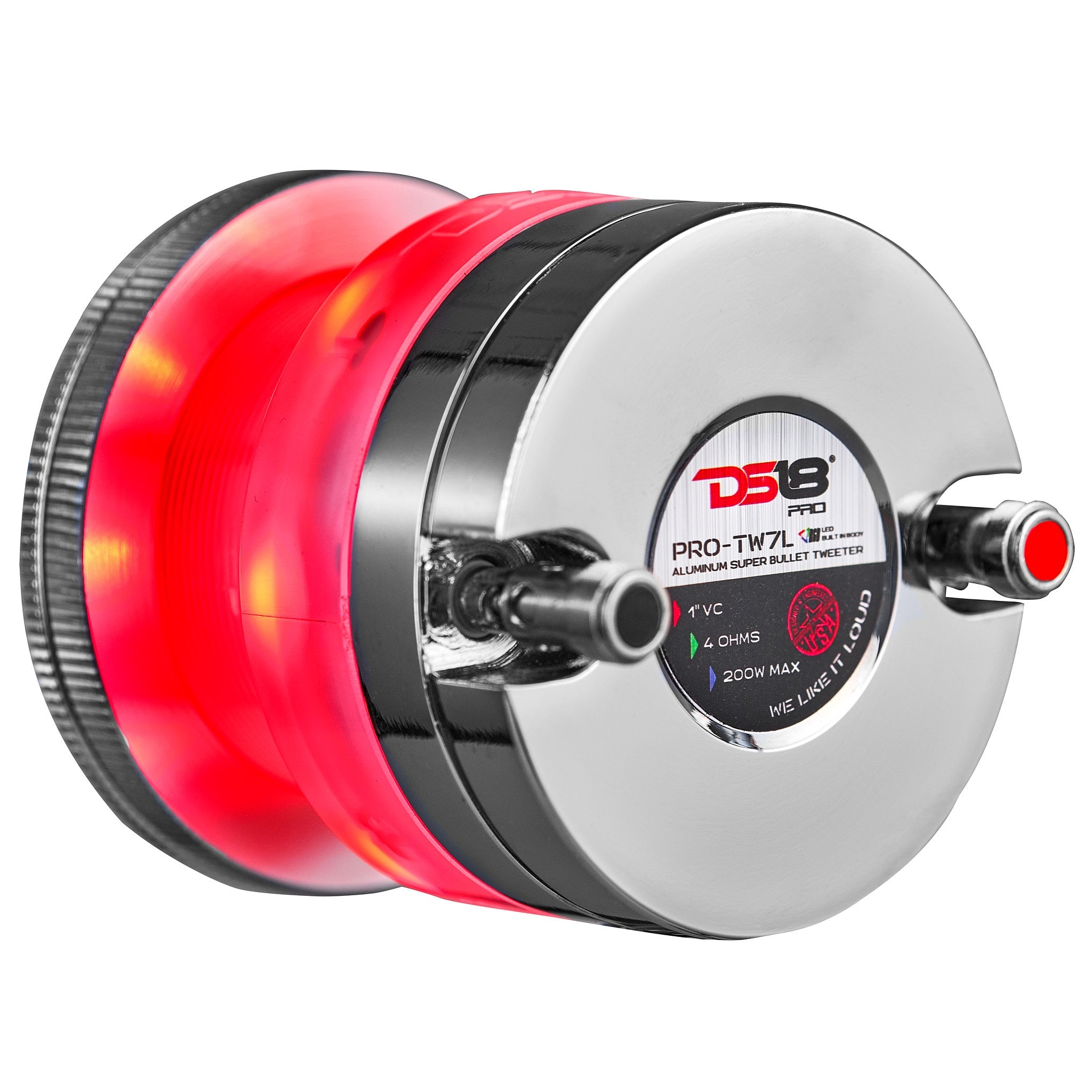 DS18 2.3" Neodymium Super Bullet Tweeter 1" Titanium Voice Coil with RGB LED Lights
