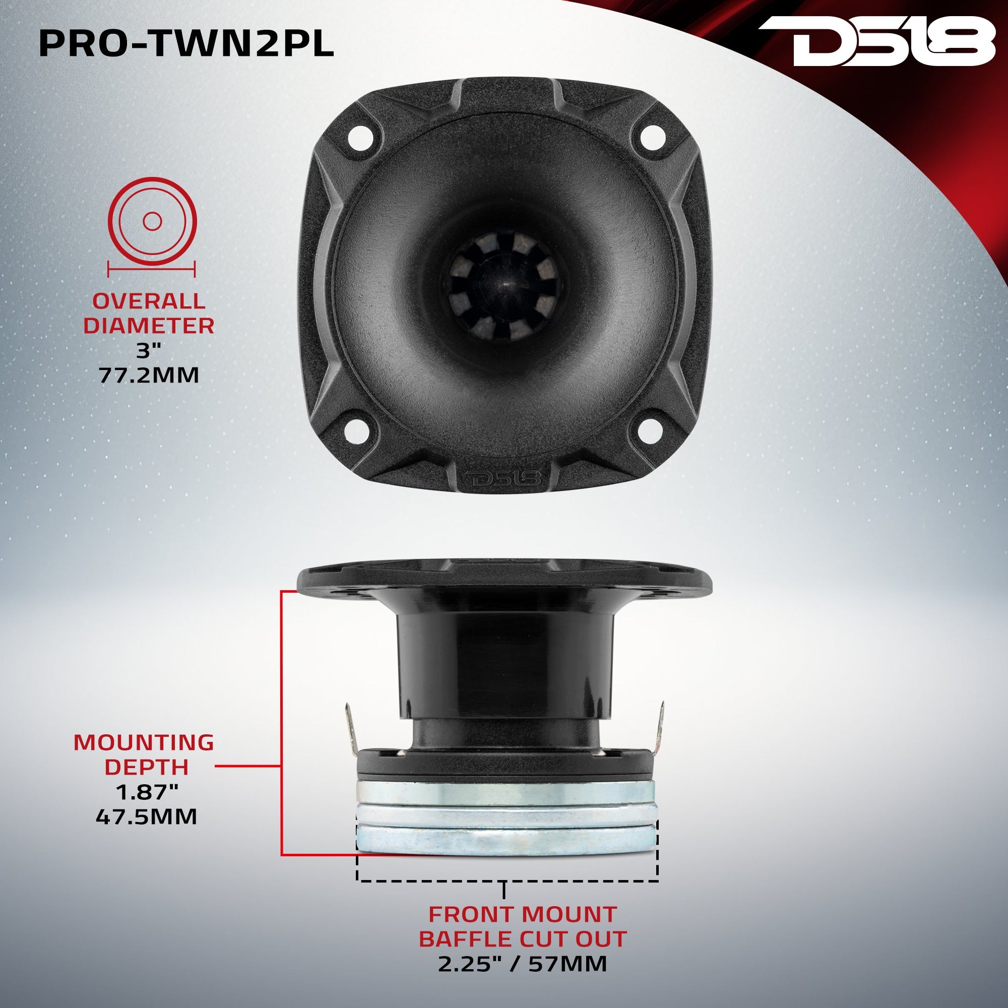 DS18 3" High Compression Neodymium Hybrid Driver/Tweeter 100 Watts 1" Polyester 4-Ohm Vc