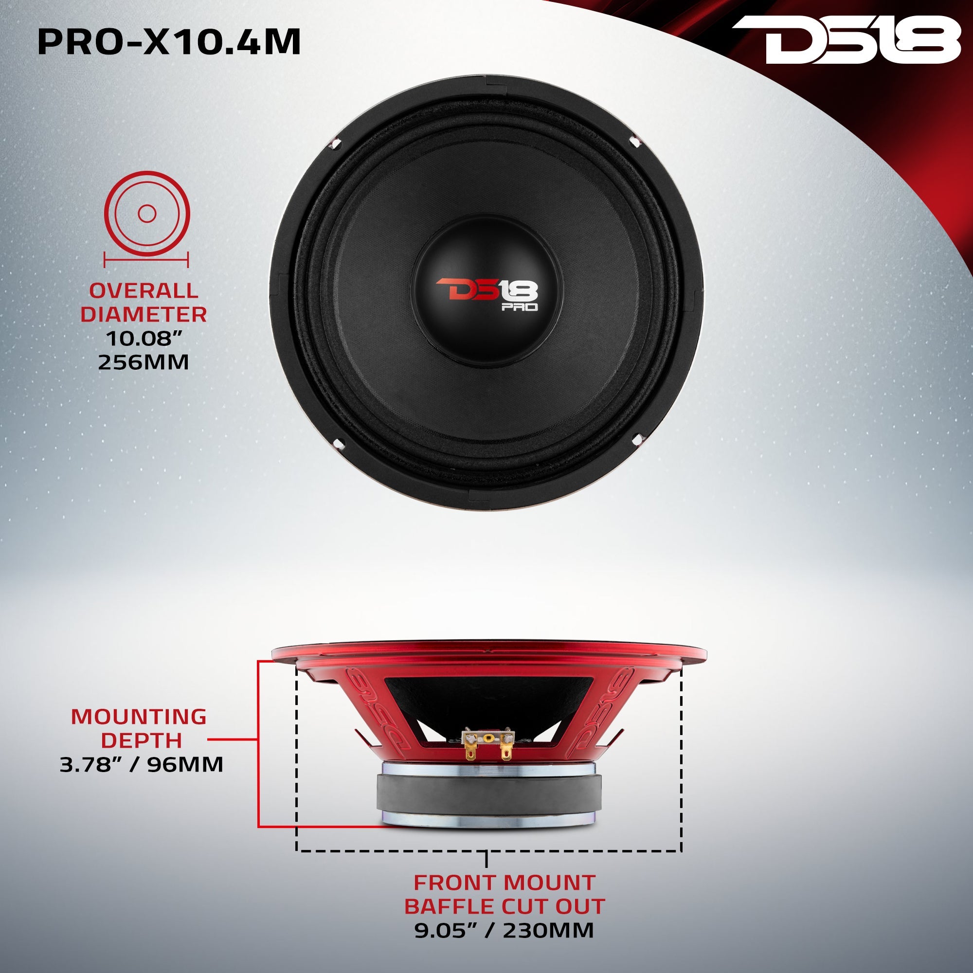 DS18 PRO-X 10" Mid-Range Loudspeaker 300 Watts Rms 4-Ohm