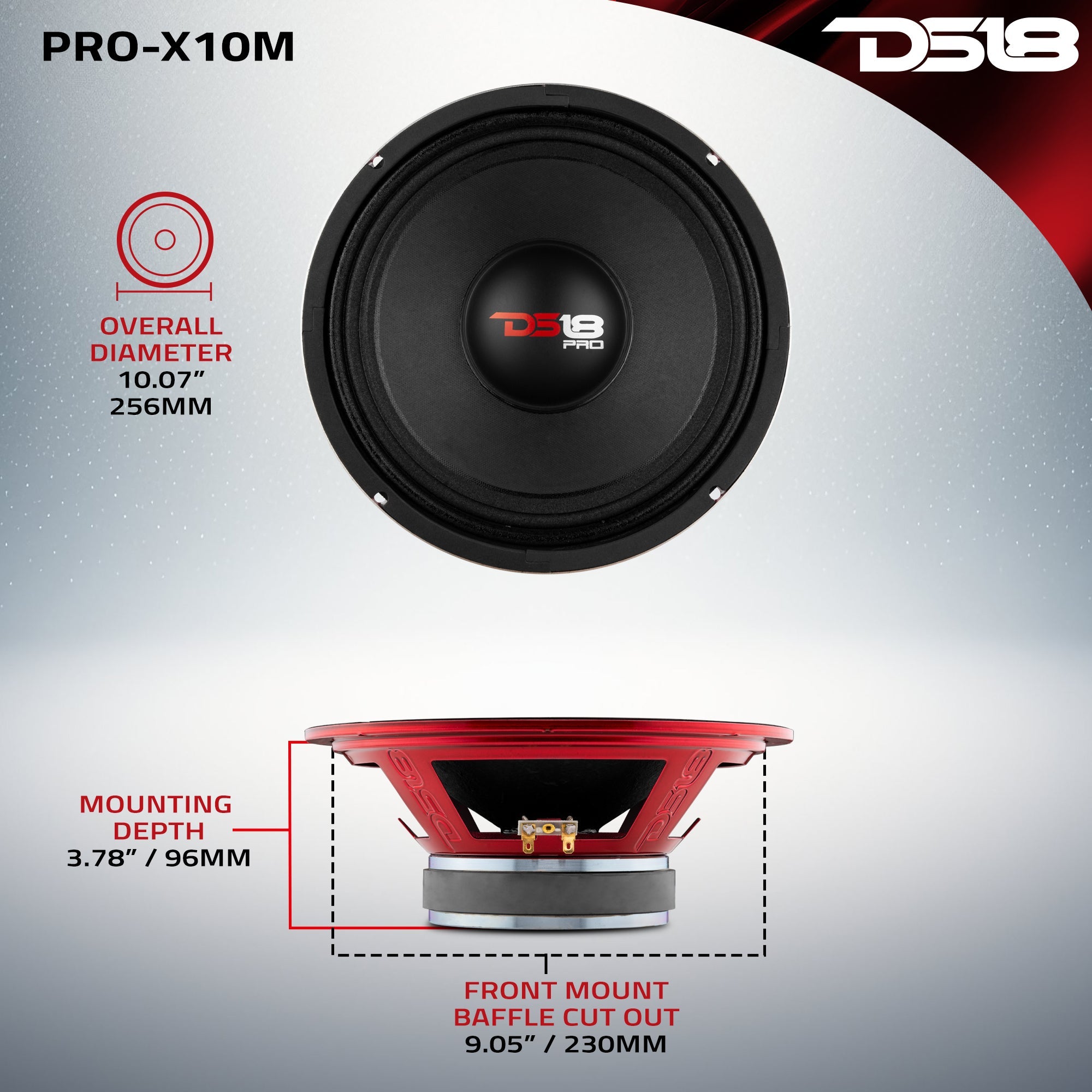 DS18 PRO-X 10" Mid-Range Loudspeaker 300 Watts Rms 8-Ohm