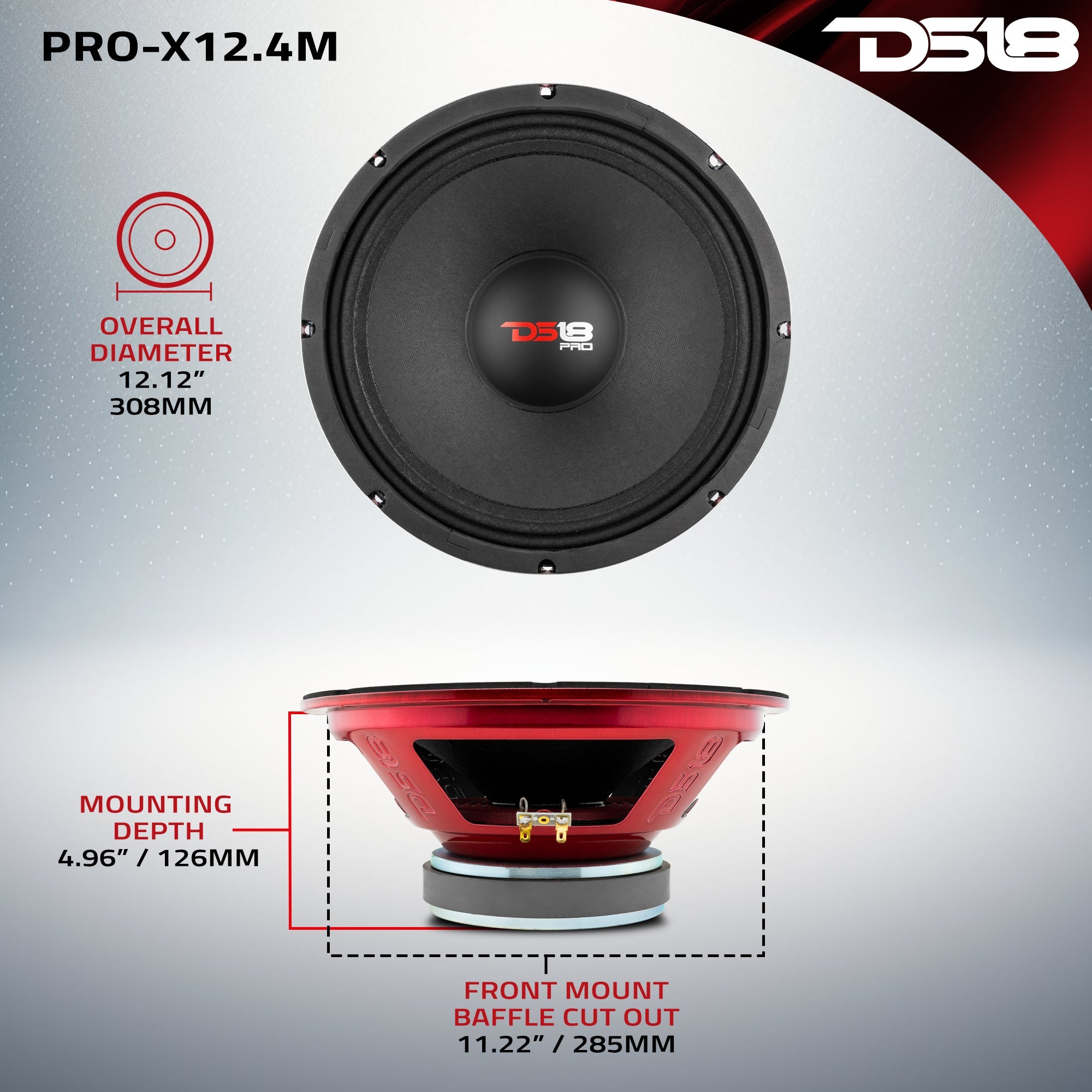 DS18 PRO-X 12" Mid-Range Loudspeaker 450 Watts Rms 4-Ohm