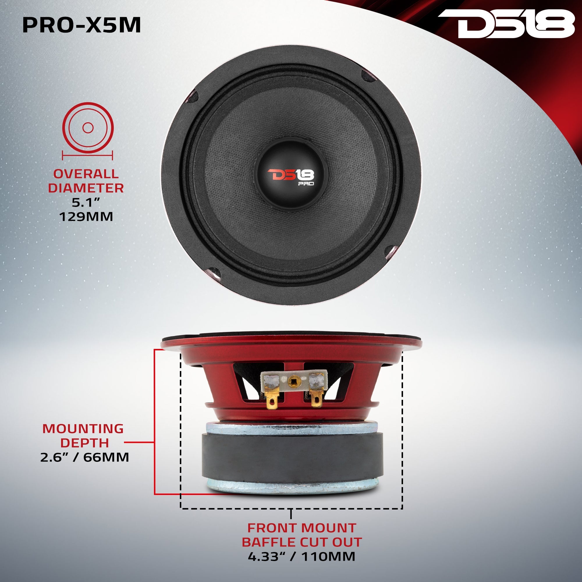 DS18 PRO-X 12" Mid-Range Loudspeaker 450 Watts Rms 8-Ohm