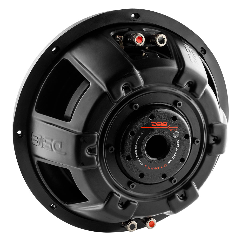 DS18 PS Shallow-Mount Water Resistant 10" Subwoofer | 500W RMS DVC 4-Ohm