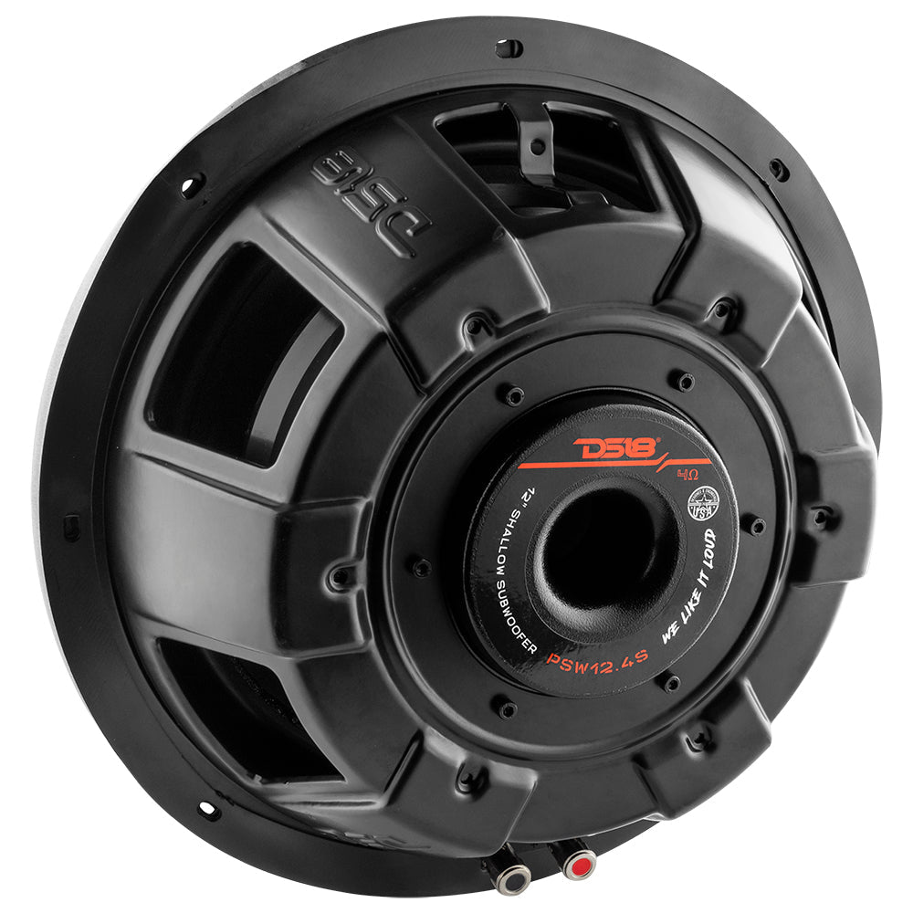 DS18 PS Shallow-Mount Water Resistant 12" Subwoofer | 600W RMS Single Voice Coil 4-Ohm
