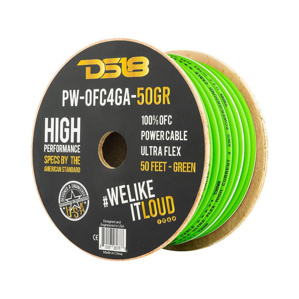 DS18 4-GA 100% OFC Ground, Power Cable, 50 Feet