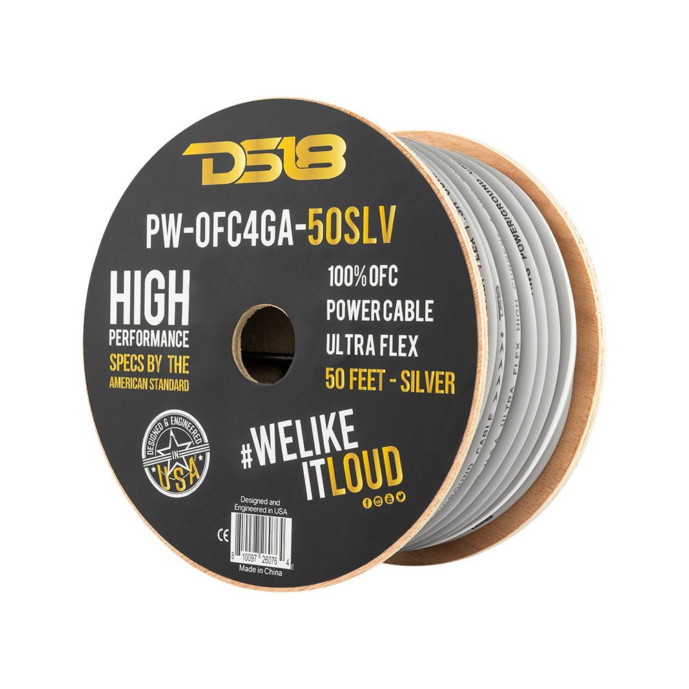 DS18 4-GA 100% OFC Ground, Power Cable, 50 Feet