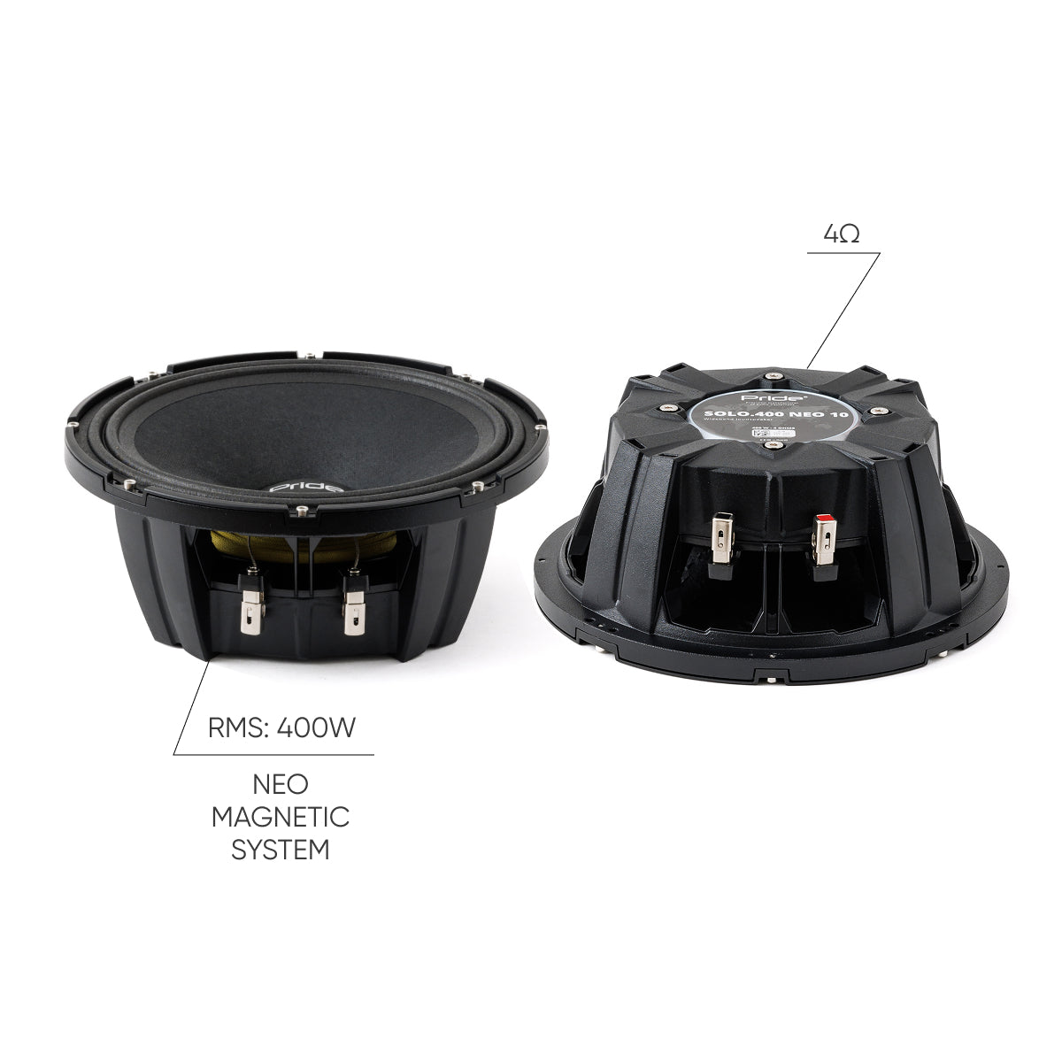Pride Audio Solo 400 NEO 10 Pro Audio Midbass Speakers 400W RMS (Pair) — view 2