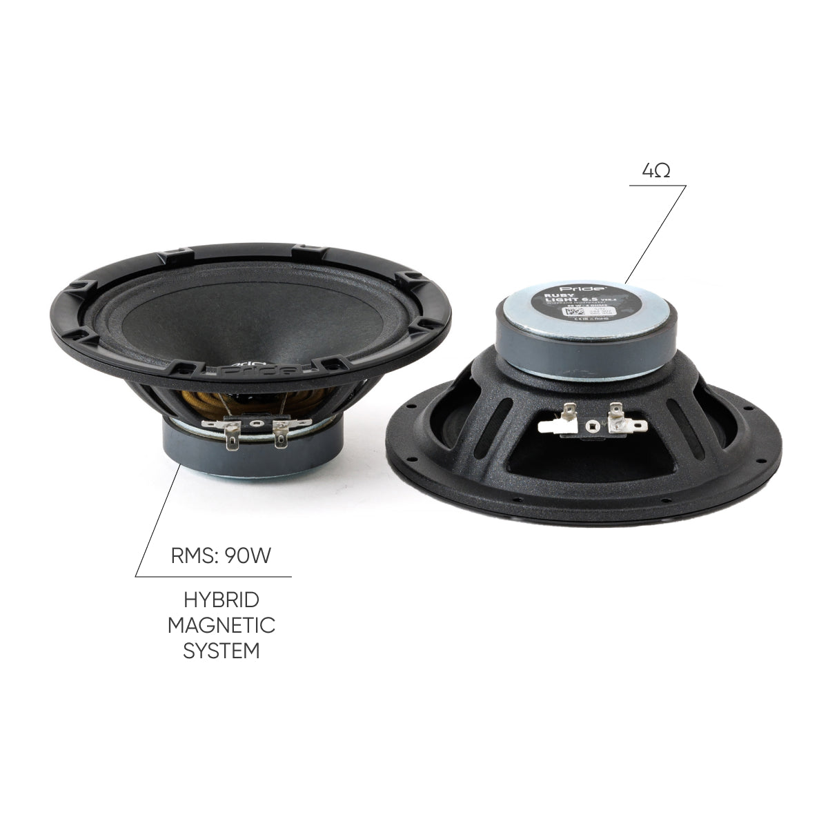 Pride Audio Ruby Light 6.5 v2 Pro Audio Midrange Speakers 90W RMS (Pair) — view 2