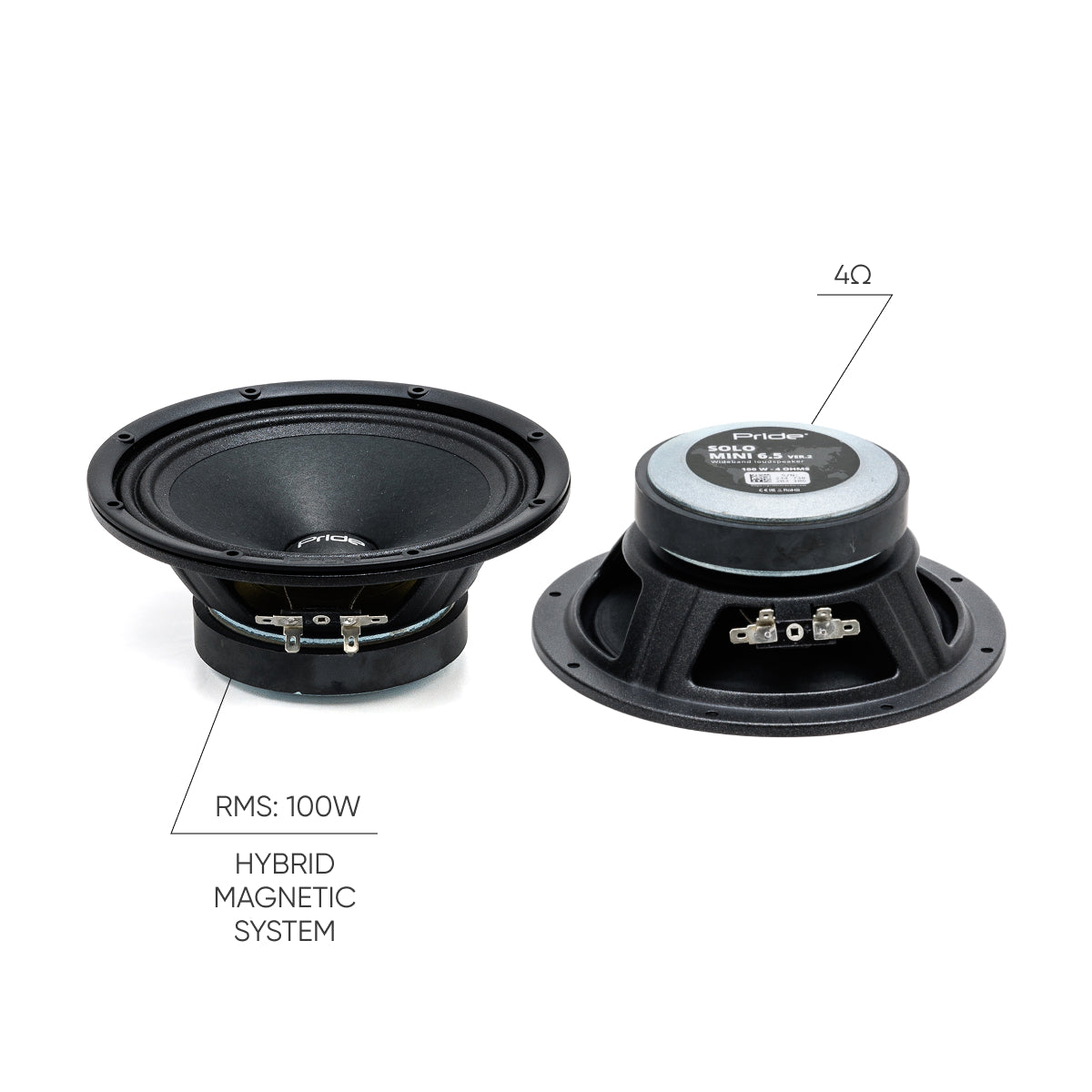 Pride Audio Solo mini v2 6.5" Pro Audio Midrange Speakers 100W RMS (Pair) — view 2