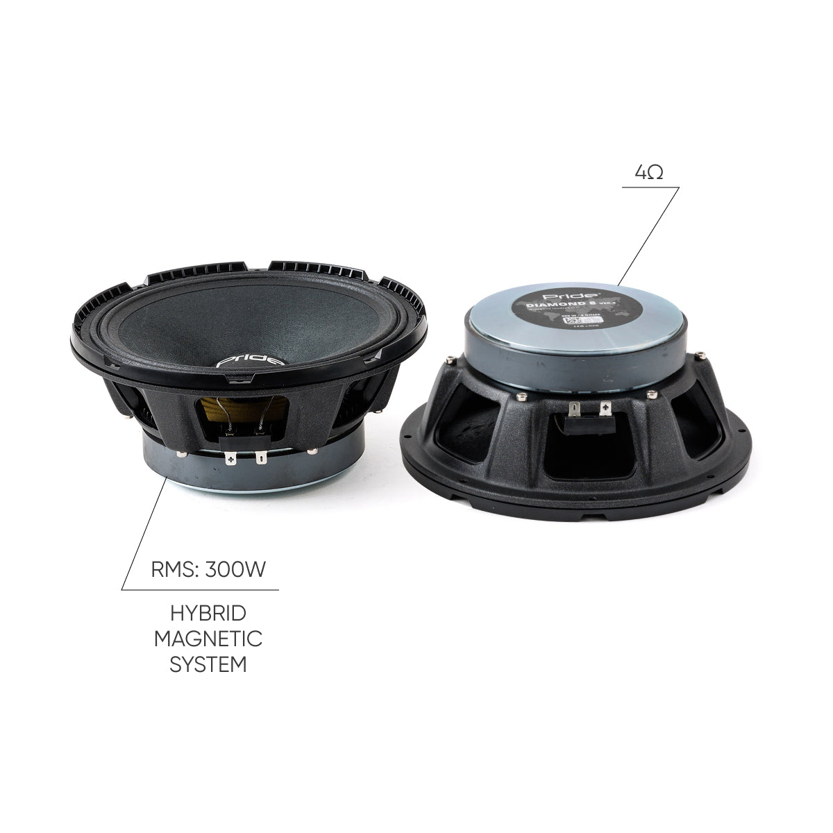 Pride Audio Diamond 8v3 Pro Audio Midbass Speakers 300W RMS (Pair) — view 2