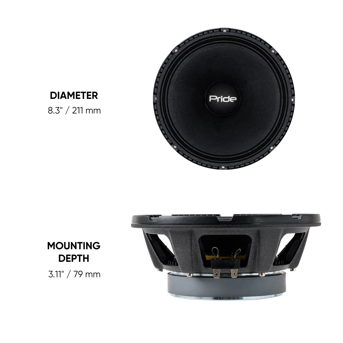Pride Audio Diamond 8v3 Pro Audio Midbass Speakers 300W RMS (Pair) — view 5