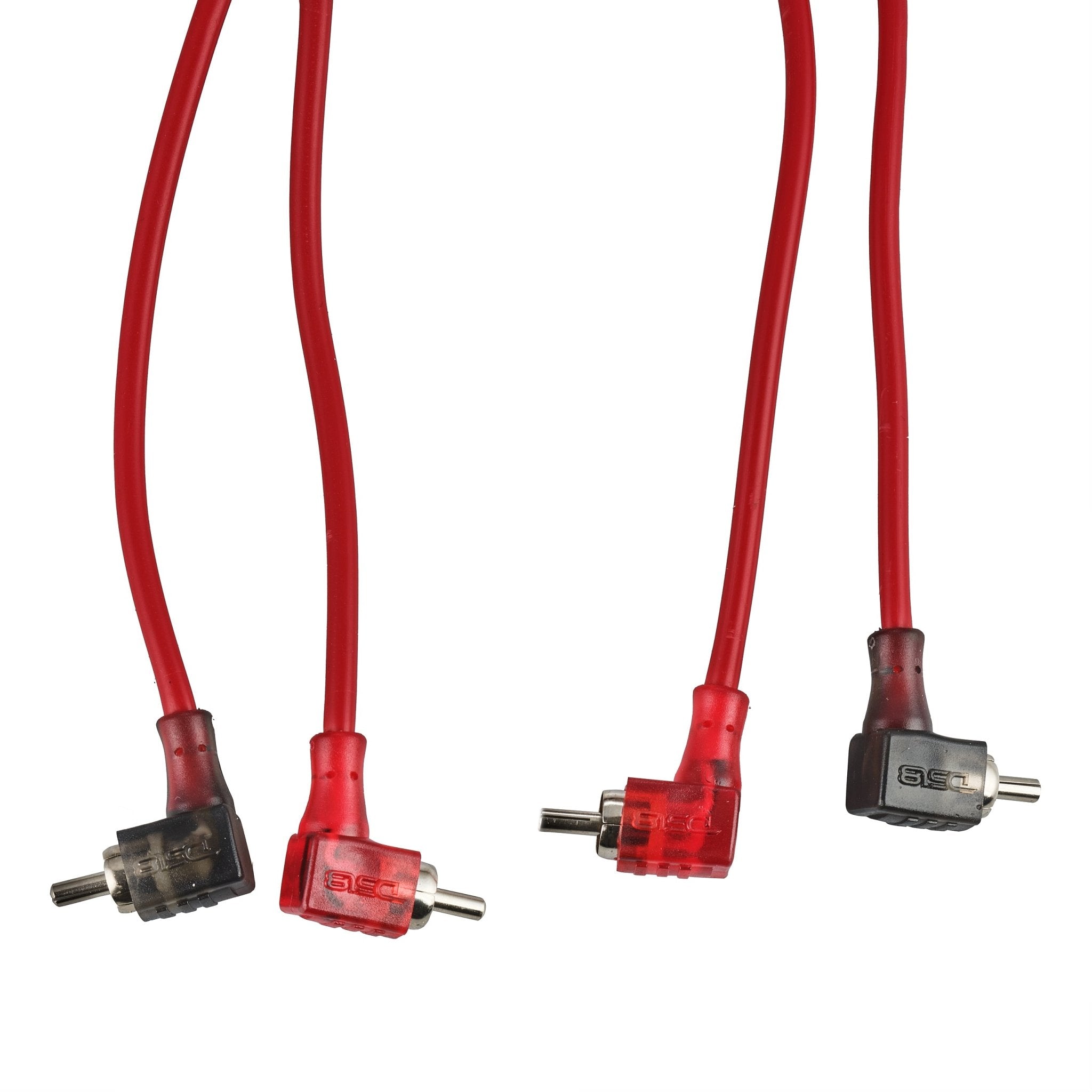 DS18 100% OFC Ultra Flex 2-Channel RCA with 90 Degree Ends, Dual Twist Wire, Red Braided Jacket - 16 ft