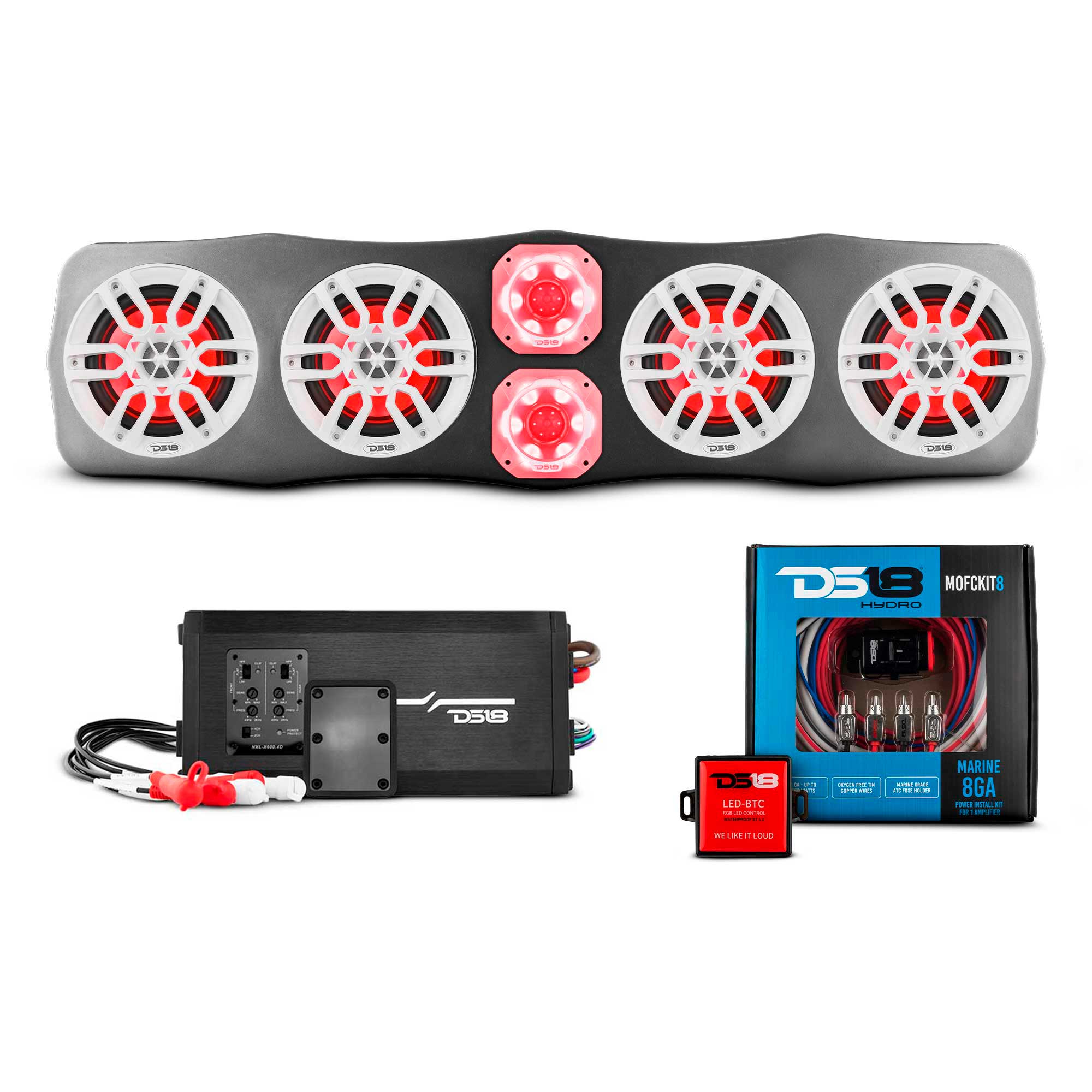 DS18 CAN-AM Soundbar With Amplifier and Installation Kit - Loaded with 4x 6.5" Marine Speakers & 2x 4" Super Bullet Tweeters