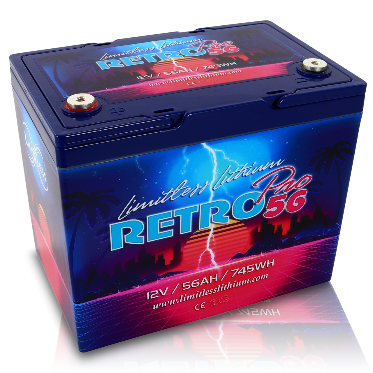 Limitless Lithium Retro Pro 56 12V LiFePO4 Car Audio Battery 56Ah Group 24 + 3.5A Maintainer (2)