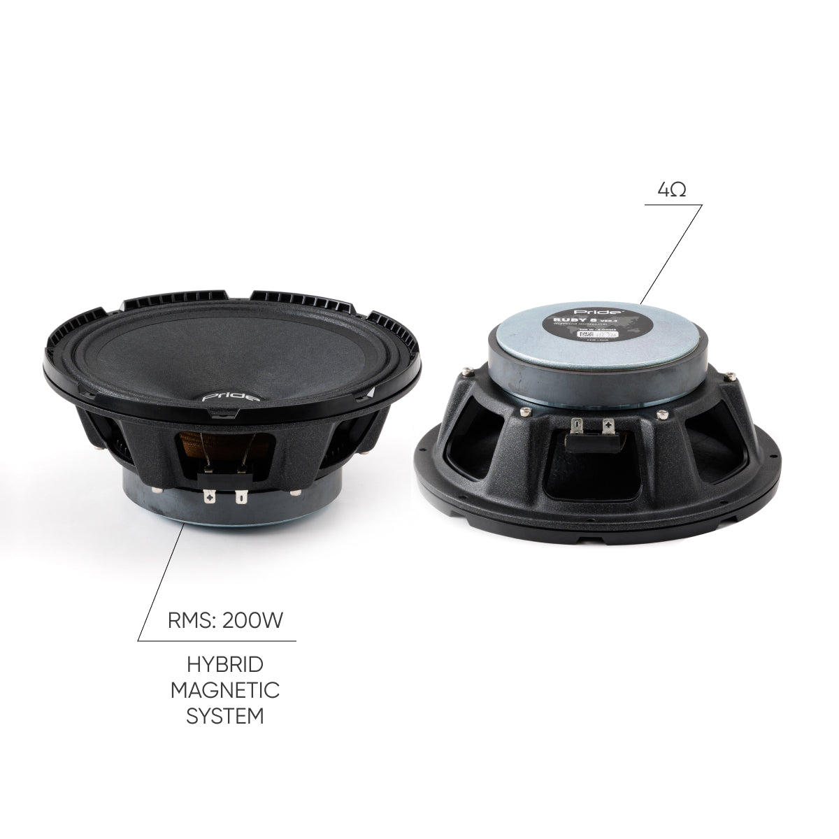 Pride Audio Ruby 8 v3 Pro Audio Midbass Speakers 200W RMS (Pair) — view 2
