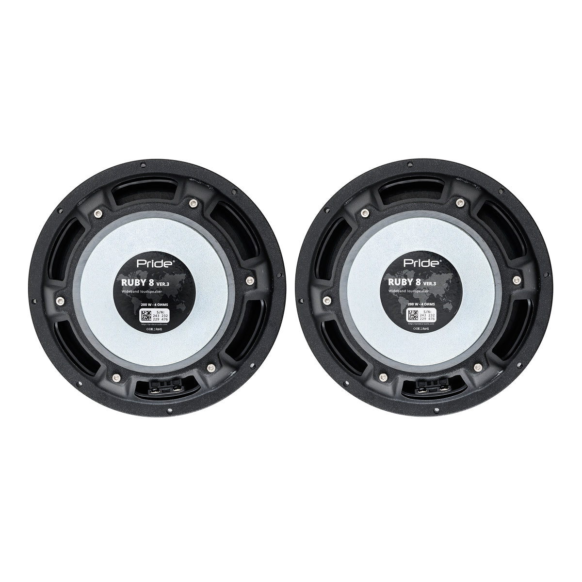 Pride Audio Ruby 8 v3 Pro Audio Midbass Speakers 200W RMS (Pair) — view 12