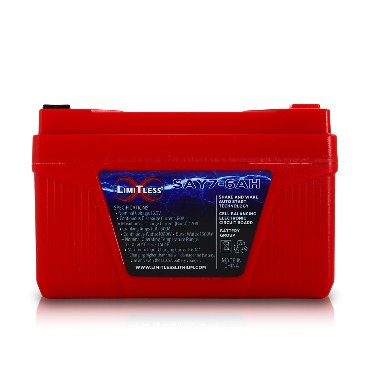 Limitless Lithium Shake Awake 6Ah 12V LiFePO4 Smart Motorcycle Battery (Case Y7) (3)
