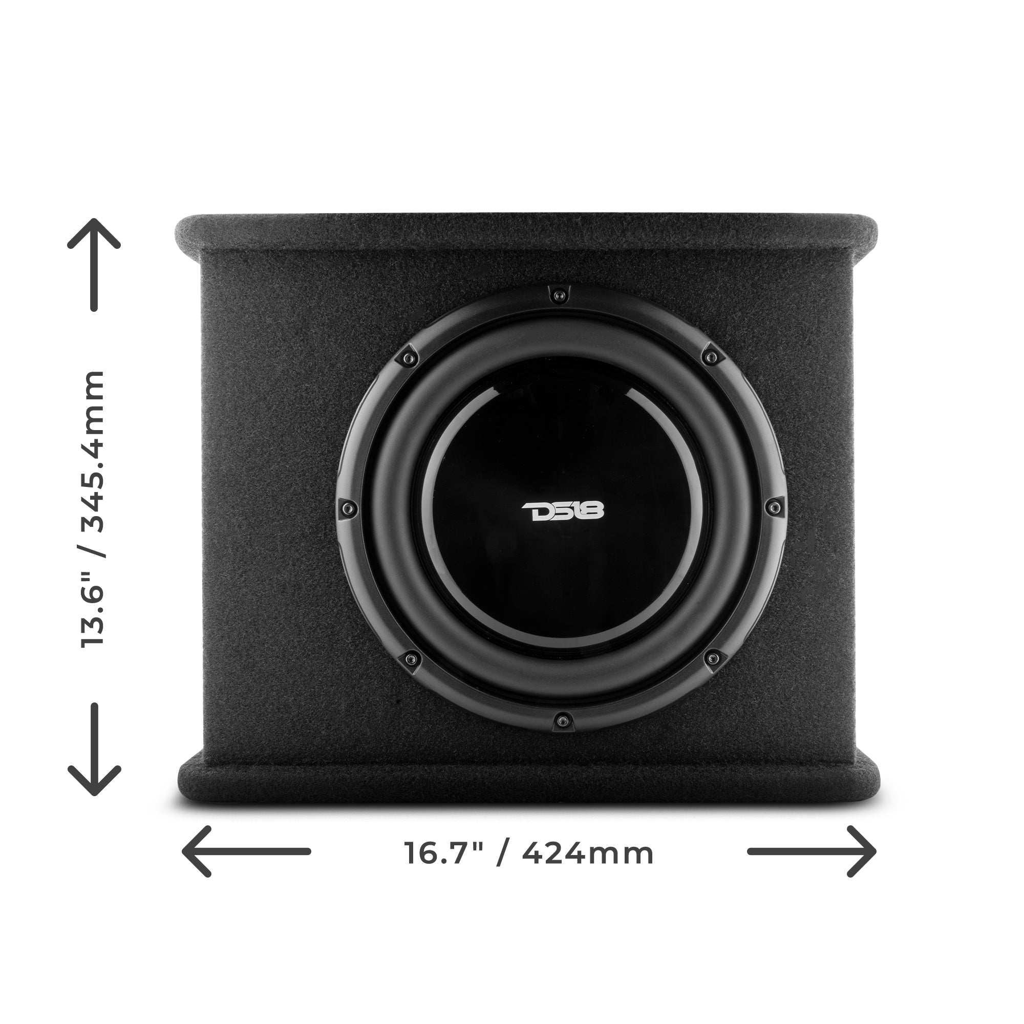 DS18 10" Loaded Amplified Shallow Subwoofer Enclosure 350 Watts Rms