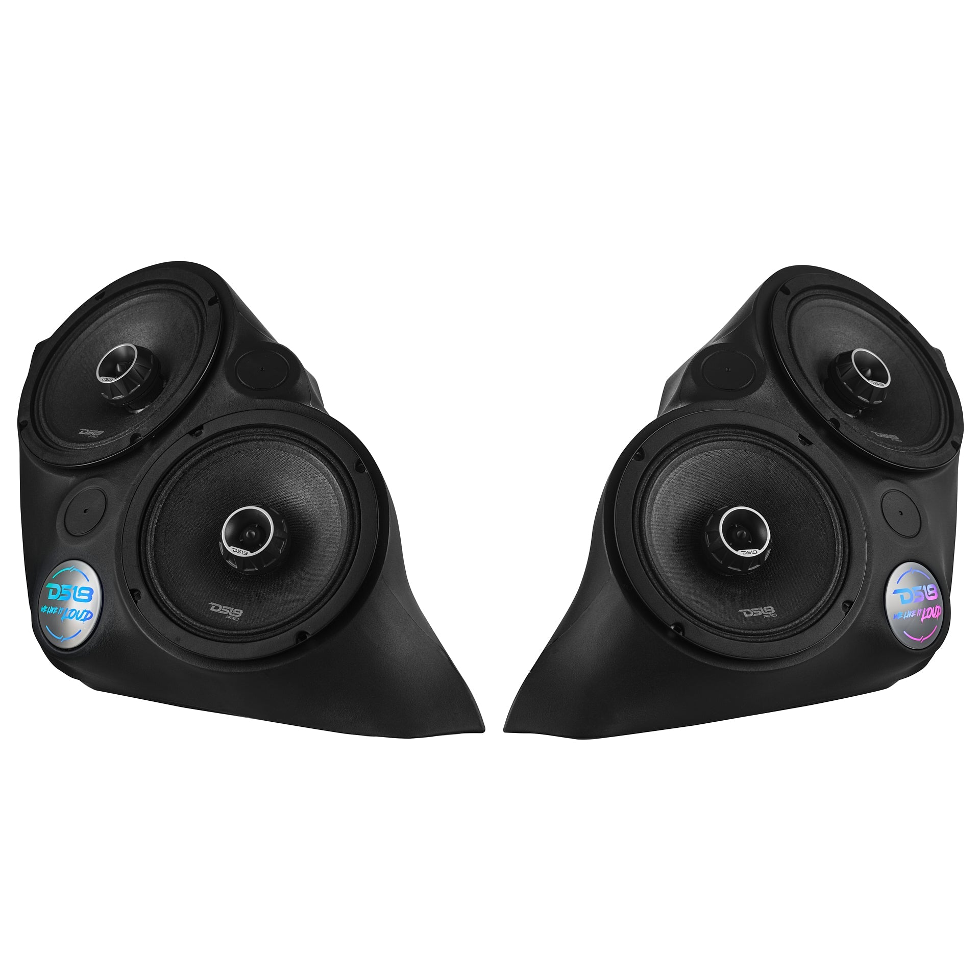 DS18 Polaris Slingshot Front Fender Dual 8" Speaker Pods With Digital LED Lighting