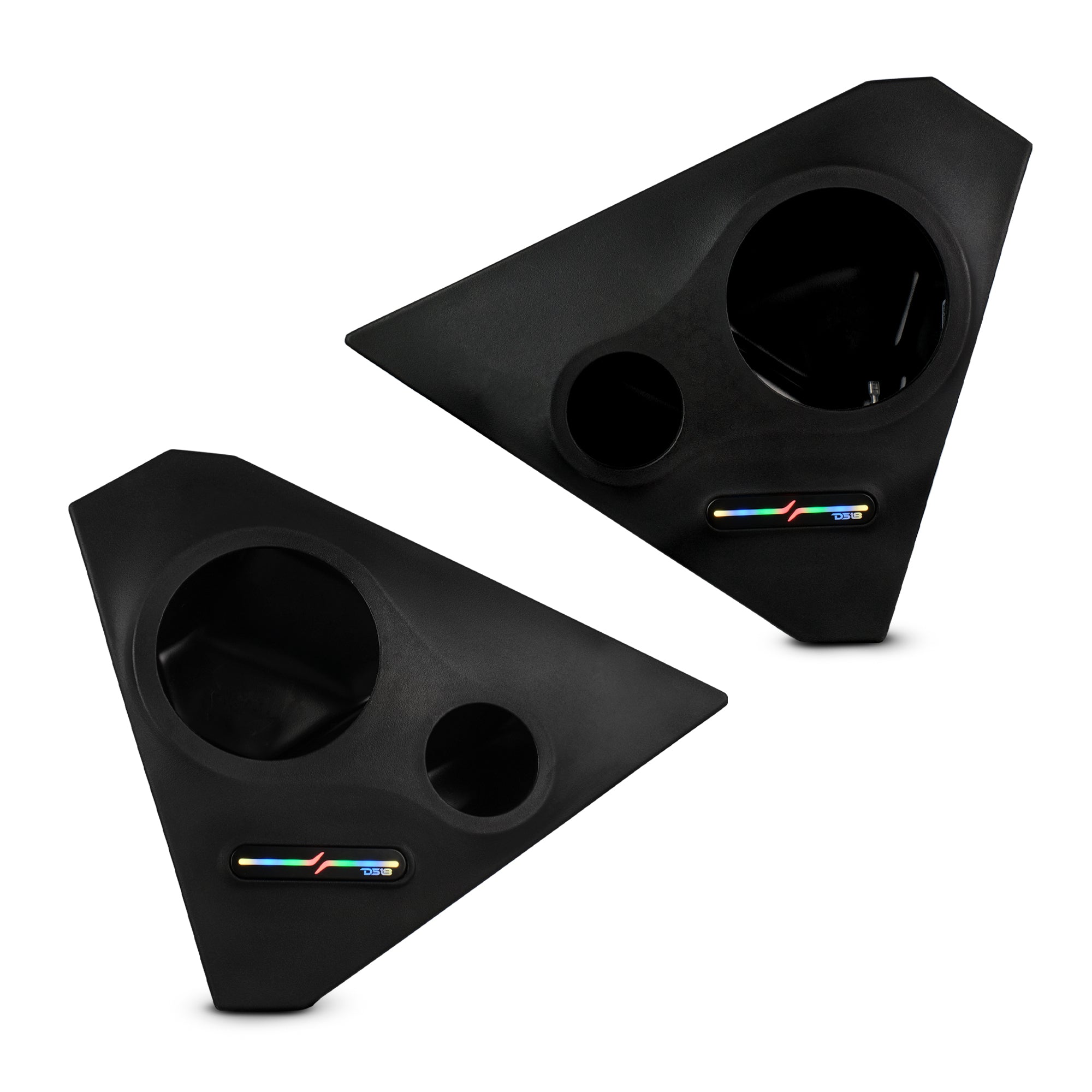 DS18 Polaris Slingshot Front Kick Empty Panel Pods With Digital LED Lights fits 2 x 6.5" Speakers and 2 x 3.8" Bullet Tweeters | 2015 - Current