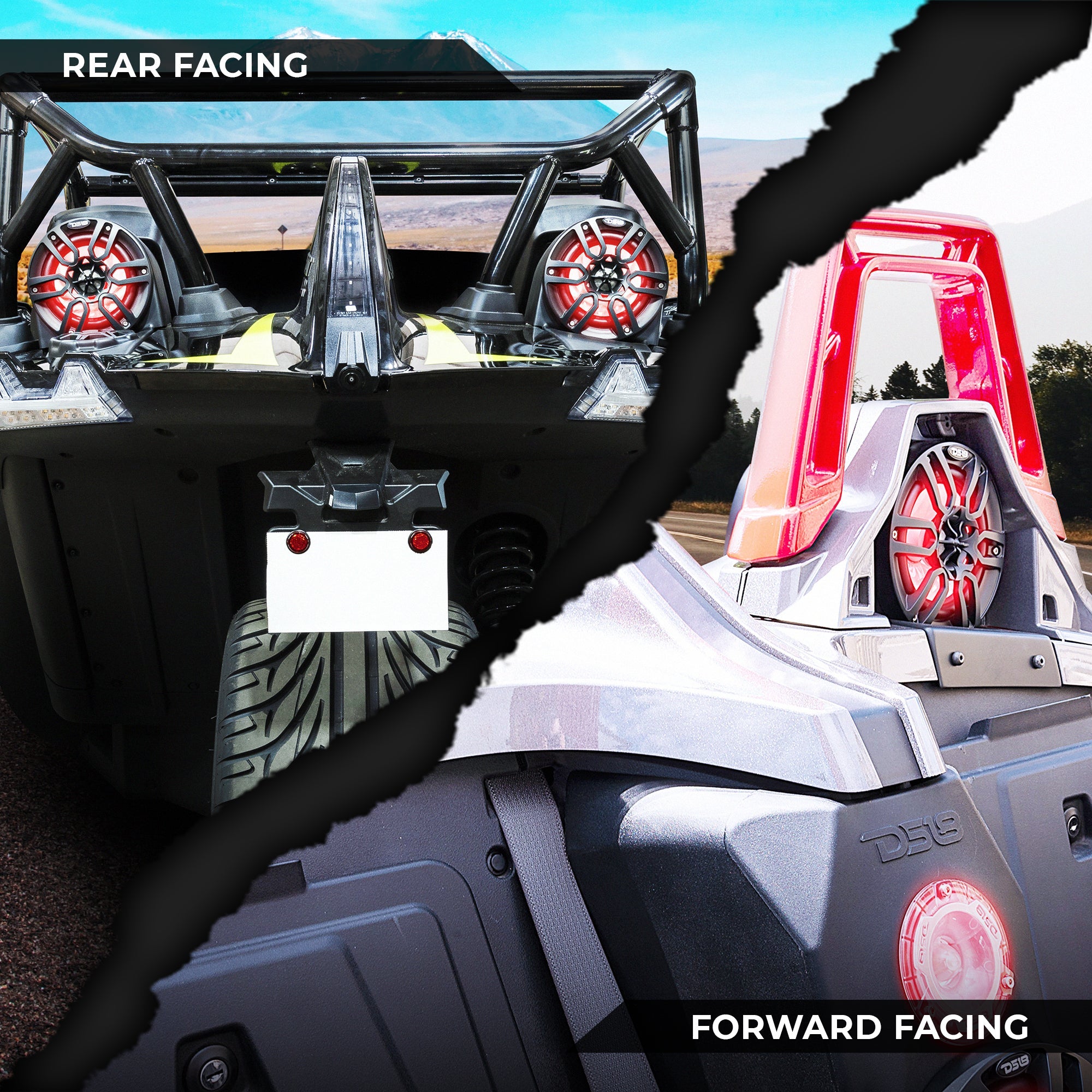 DS18 Polaris Slingshot Headrest Speaker Pods 4x 6.5" Empty Enclosures | 2015 - Current