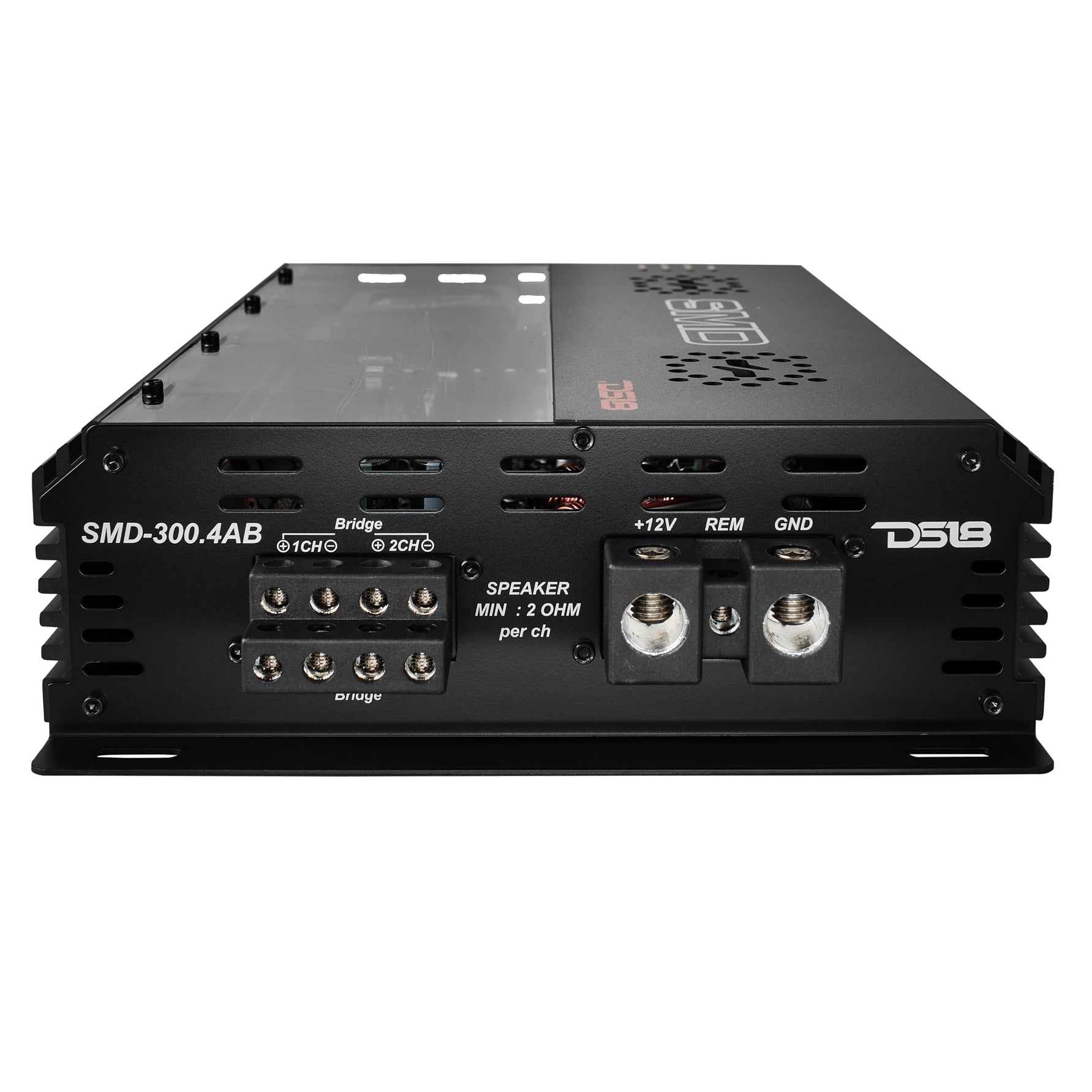 DS18 SMD 4-Channel Class AB Amplifier with VM-1 Voltmeter and Digital LED Lights 4 x 300W at 2-Ohm - Steve Meade Designs