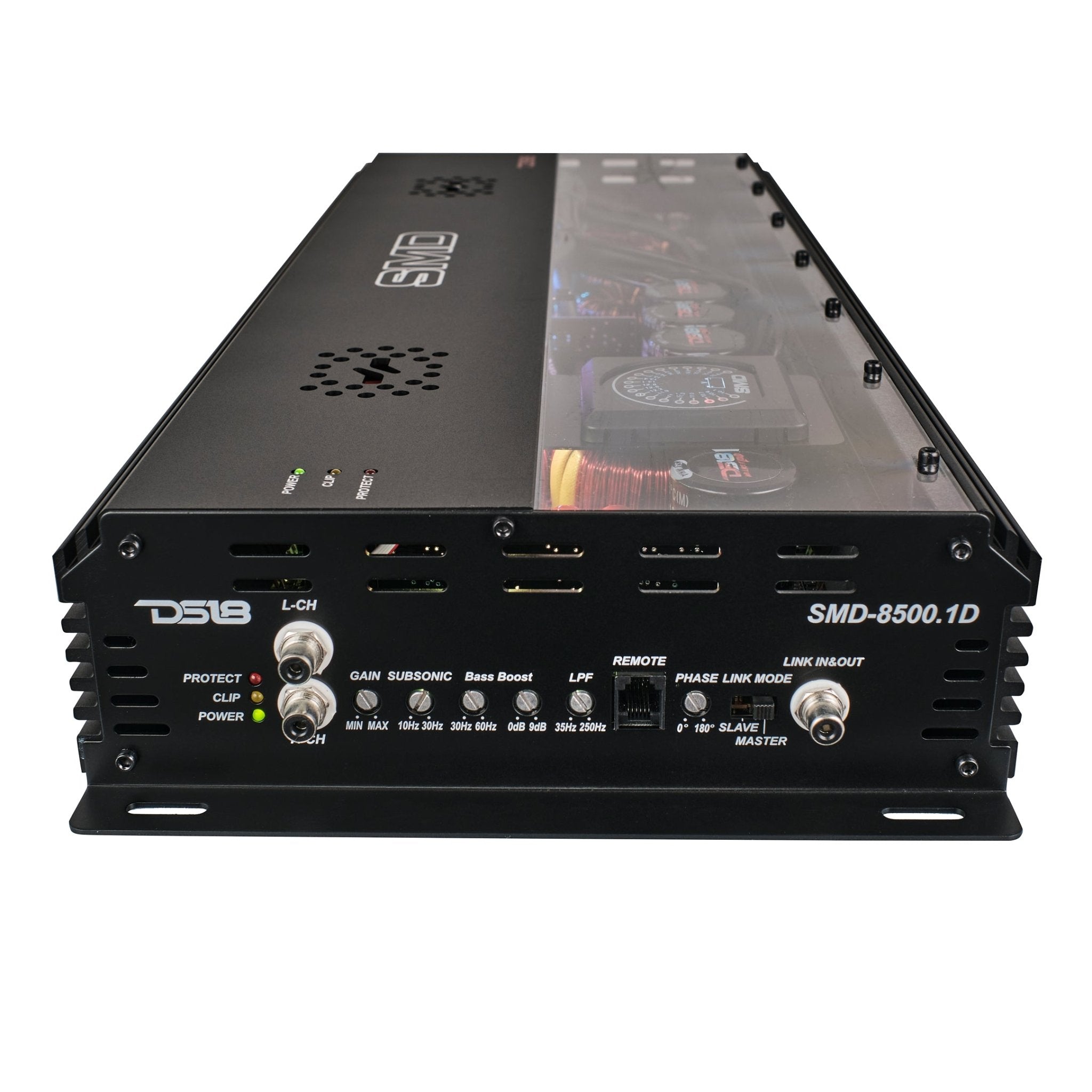 DS18 SMD Monoblock Amplifier with VM-1 Voltmeter and Digital LED Lights 8500W RMS at 1-ohm - Steve Meade Designs
