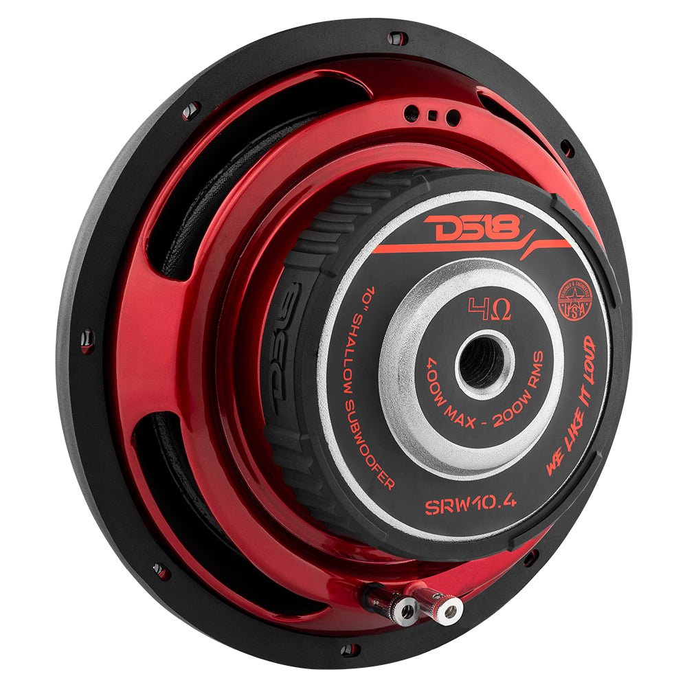 DS18 SRW Shallow-Mount 10" Subwoofer 200 Watts Rms SVC 4-Ohm