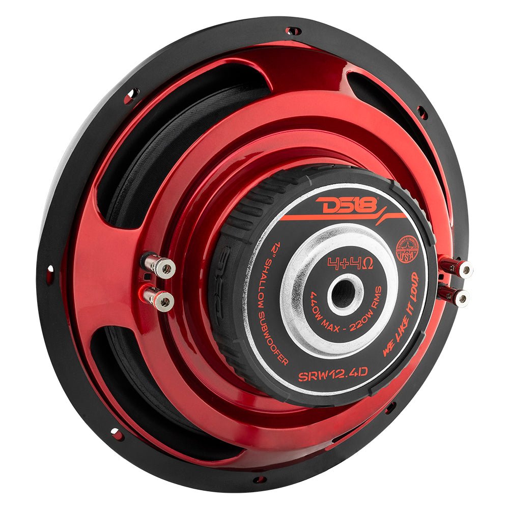 DS18 SRW Shallow-Mount 12" Subwoofer 220 Watts Rms DVC 4-Ohm