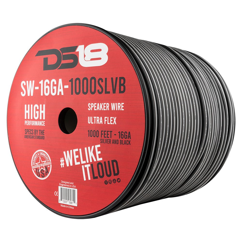 DS18 16-GA Speaker Wire 1000 Feet -Silver and Black