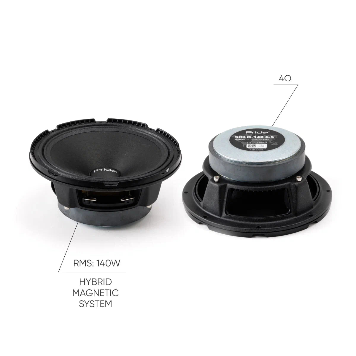 Pride Audio Solo 140 6.5" Pro Audio Midrange Speakers 140W RMS (Pair) — view 2