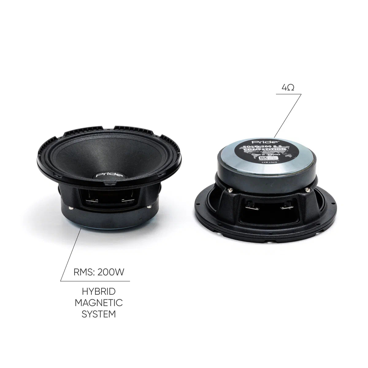 Pride Audio Solo 200 Competition 6.5" Pro Audio Midrange Speakers 200W RMS (Pair) — view 2